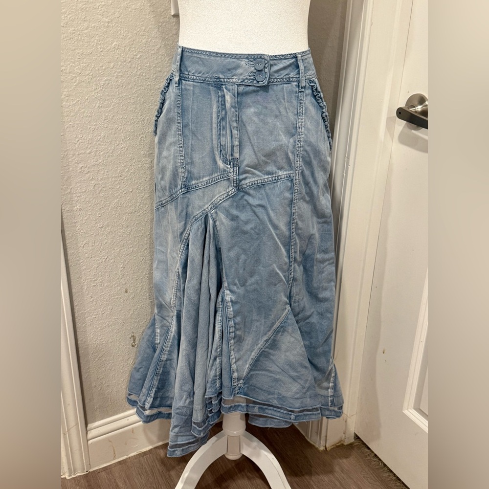 Juliette Sz 4 Asymmetrical Light Blue Denim Skirt Mermaid